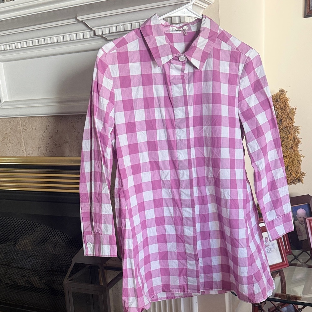 Tyler Boe Pink Checkered Tunic Top small EUC